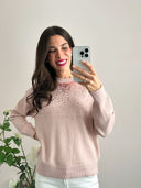 Maglioncino rosa in misto viscosa con paillettes