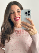 Maglioncino rosa in misto viscosa con paillettes