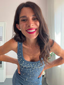 Abito a costine con strass