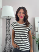 T-shirt a righe nere con lurex