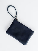 Pochettina in pelle blu notte con zip