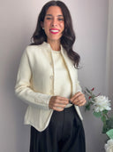 Cardigan lavorato con bottoni e tasche