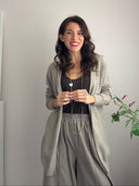 Cardigan lungo aperto tortora