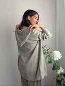 Cardigan lungo aperto tortora