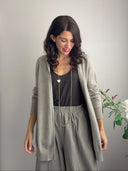 Cardigan lungo aperto tortora