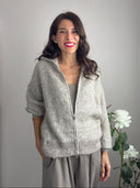 Maglione con micro paillettes e zip