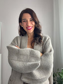 Maxi cardigan aperto lavorato con tasche