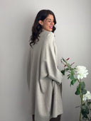 Cardigan lungo tortora con tasche