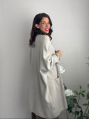 Cardigan lungo tortora con tasche