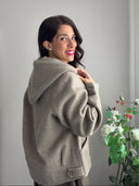 PREORDINE: Cappotto corto tortora in misto lana