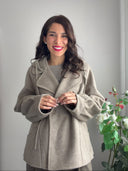 PREORDINE: Cappotto corto tortora in misto lana