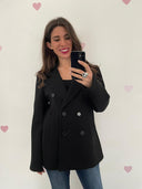 Cappottino doppiopetto in viscosa effetto neoprene