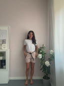 Shorts rosa in cotone con cinturina